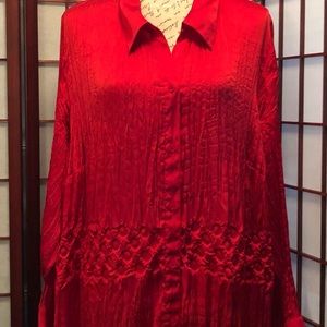 Lane Bryant Red Long Sleeve Long Sleeve Blouse